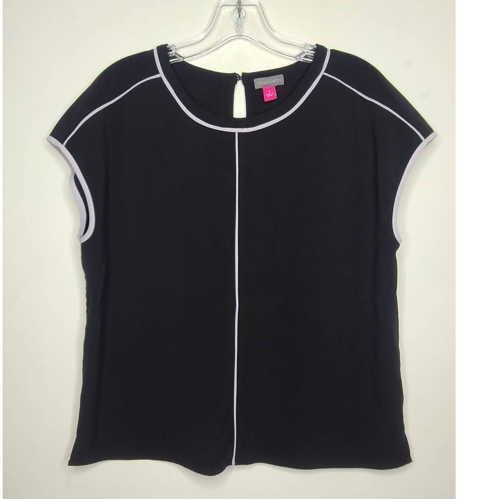 Vince Camuto black white cap sleeve blouse - small